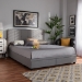 Baxton Studio Netti Light Grey Fabric Upholstered 2-Drawer Queen Size Platform Storage Bed - BSONetti-Grey-Queen