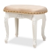 Baxton Studio Gabrielle Traditional French Country Provincial Sand Velvet Fabric Upholstered White-Finished Wood Vanity Ottoman