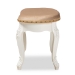 Baxton Studio Gabrielle Traditional French Country Provincial Sand Velvet Fabric Upholstered White-Finished Wood Vanity Ottoman - BSOHL6B-A012-White-Otto