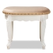 Baxton Studio Gabrielle Traditional French Country Provincial Sand Velvet Fabric Upholstered White-Finished Wood Vanity Ottoman - BSOHL6B-A012-White-Otto