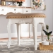 Baxton Studio Gabrielle Traditional French Country Provincial Sand Velvet Fabric Upholstered White-Finished Wood Vanity Ottoman - BSOHL6B-A012-White-Otto