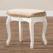 Baxton Studio Gabrielle Traditional French Country Provincial Sand Velvet Fabric Upholstered White-Finished Wood Vanity Ottoman - BSOHL6B-A012-White-Otto