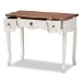 Baxton Studio Sophie Classic Traditional French Country White and Brown Finished Small 3-Drawer Wood Console Table - BSO132050-White-Console
