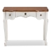 Baxton Studio Sophie Classic Traditional French Country White and Brown Finished Small 3-Drawer Wood Console Table - BSO132050-White-Console