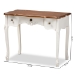 Baxton Studio Sophie Classic Traditional French Country White and Brown Finished Small 3-Drawer Wood Console Table - BSO132050-White-Console