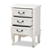 Baxton Studio Gabrielle Traditional French Country Provincial White-Finished 3-Drawer Wood End Table - BSOETASW-04-White-ET