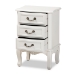 Baxton Studio Gabrielle Traditional French Country Provincial White-Finished 3-Drawer Wood End Table - BSOETASW-04-White-ET