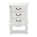 Baxton Studio Gabrielle Traditional French Country Provincial White-Finished 3-Drawer Wood End Table - BSOETASW-04-White-ET