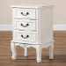 Baxton Studio Gabrielle Traditional French Country Provincial White-Finished 3-Drawer Wood End Table - BSOETASW-04-White-ET