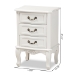 Baxton Studio Gabrielle Traditional French Country Provincial White-Finished 3-Drawer Wood End Table - BSOETASW-04-White-ET