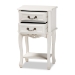 Baxton Studio Gabrielle Traditional French Country Provincial White-Finished 2-Drawer Wood End Table - BSOETASW-06-White-ET