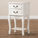 Baxton Studio Gabrielle Traditional French Country Provincial White-Finished 2-Drawer Wood End Table - BSOETASW-06-White-ET
