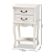 Baxton Studio Gabrielle Traditional French Country Provincial White-Finished 2-Drawer Wood End Table - BSOETASW-06-White-ET