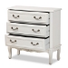 Baxton Studio Gabrielle Traditional French Country Provincial White-Finished 3-Drawer Wood Storage Cabinet - BSOETASW-08-White-3DW-Cabinet