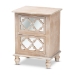 Baxton Studio Celia Transitional Rustic French Country White-Washed Wood and Mirror 2-Drawer Quatrefoil End Table