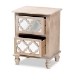 Baxton Studio Celia Transitional Rustic French Country White-Washed Wood and Mirror 2-Drawer Quatrefoil End Table - BSOJY17A039-Natural Brown/Silver-ET
