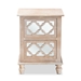 Baxton Studio Celia Transitional Rustic French Country White-Washed Wood and Mirror 2-Drawer Quatrefoil End Table - BSOJY17A039-Natural Brown/Silver-ET