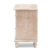 Baxton Studio Celia Transitional Rustic French Country White-Washed Wood and Mirror 2-Drawer Quatrefoil End Table - BSOJY17A039-Natural Brown/Silver-ET