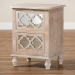 Baxton Studio Celia Transitional Rustic French Country White-Washed Wood and Mirror 2-Drawer Quatrefoil End Table - BSOJY17A039-Natural Brown/Silver-ET