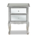Baxton Studio Leonie Modern Transitional French Brushed Silver Finished Wood and Mirrored Glass 2-Drawer End Table - BSOJY18A035-Silver-ET