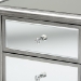 Baxton Studio Leonie Modern Transitional French Brushed Silver Finished Wood and Mirrored Glass 2-Drawer End Table - BSOJY18A035-Silver-ET