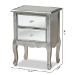 Baxton Studio Leonie Modern Transitional French Brushed Silver Finished Wood and Mirrored Glass 2-Drawer End Table - BSOJY18A035-Silver-ET