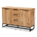 Baxton Studio Reid Modern and Contemporary Industrial Oak Finished Wood and Black Metal 3-Drawer Sideboard Buffet - BSOMPC8007-Oak/Black-Sideboard
