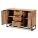 Baxton Studio Reid Modern and Contemporary Industrial Oak Finished Wood and Black Metal 3-Drawer Sideboard Buffet - BSOMPC8007-Oak/Black-Sideboard