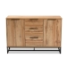 Baxton Studio Reid Modern and Contemporary Industrial Oak Finished Wood and Black Metal 3-Drawer Sideboard Buffet - BSOMPC8007-Oak/Black-Sideboard
