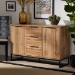 Baxton Studio Reid Modern and Contemporary Industrial Oak Finished Wood and Black Metal 3-Drawer Sideboard Buffet - BSOMPC8007-Oak/Black-Sideboard