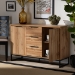 Baxton Studio Reid Modern and Contemporary Industrial Oak Finished Wood and Black Metal 3-Drawer Sideboard Buffet - BSOMPC8007-Oak/Black-Sideboard