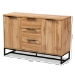 Baxton Studio Reid Modern and Contemporary Industrial Oak Finished Wood and Black Metal 3-Drawer Sideboard Buffet - BSOMPC8007-Oak/Black-Sideboard