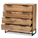 Baxton Studio Reid Modern and Contemporary Industrial Oak Finished Wood and Black Metal 4-Drawer Dresser - BSOCH8000-Oak/Black-4DW-Dresser