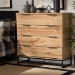 Baxton Studio Reid Modern and Contemporary Industrial Oak Finished Wood and Black Metal 4-Drawer Dresser - BSOCH8000-Oak/Black-4DW-Dresser