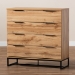Baxton Studio Reid Modern and Contemporary Industrial Oak Finished Wood and Black Metal 4-Drawer Dresser - BSOCH8000-Oak/Black-4DW-Dresser