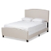 Baxton Studio Morgan Modern Transitional Beige Fabric Upholstered King Size Panel Bed