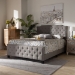 Baxton Studio Marion Modern Transitional Grey Fabric Upholstered Button Tufted Queen Size Panel Bed - BSOMarion-Grey-Queen