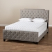 Baxton Studio Marion Modern Transitional Grey Fabric Upholstered Button Tufted Queen Size Panel Bed - BSOMarion-Grey-Queen