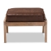 Baxton Studio Sigrid Mid-Century Modern Dark Brown Faux Leather Effect Fabric Upholstered Antique Oak Finished Wood Ottoman - BSOSigrid-Dark Brown/Antique Oak-Otto