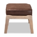 Baxton Studio Sigrid Mid-Century Modern Dark Brown Faux Leather Effect Fabric Upholstered Antique Oak Finished Wood Ottoman - BSOSigrid-Dark Brown/Antique Oak-Otto