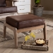 Baxton Studio Sigrid Mid-Century Modern Dark Brown Faux Leather Effect Fabric Upholstered Antique Oak Finished Wood Ottoman - BSOSigrid-Dark Brown/Antique Oak-Otto