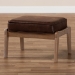 Baxton Studio Sigrid Mid-Century Modern Dark Brown Faux Leather Effect Fabric Upholstered Antique Oak Finished Wood Ottoman - BSOSigrid-Dark Brown/Antique Oak-Otto