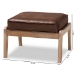 Baxton Studio Sigrid Mid-Century Modern Dark Brown Faux Leather Effect Fabric Upholstered Antique Oak Finished Wood Ottoman - BSOSigrid-Dark Brown/Antique Oak-Otto
