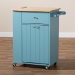 Baxton Studio Liona Modern and Contemporary Sky Blue Finished Wood Kitchen Storage Cart - BSORT599-OCC-Natural/Sky Blue-Cart