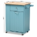 Baxton Studio Liona Modern and Contemporary Sky Blue Finished Wood Kitchen Storage Cart - BSORT599-OCC-Natural/Sky Blue-Cart