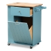 Baxton Studio Liona Modern and Contemporary Sky Blue Finished Wood Kitchen Storage Cart - BSORT599-OCC-Natural/Sky Blue-Cart