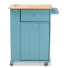 Baxton Studio Liona Modern and Contemporary Sky Blue Finished Wood Kitchen Storage Cart - BSORT599-OCC-Natural/Sky Blue-Cart