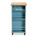 Baxton Studio Liona Modern and Contemporary Sky Blue Finished Wood Kitchen Storage Cart - BSORT599-OCC-Natural/Sky Blue-Cart