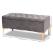 Baxton Studio Valere Glam and Luxe Grey Velvet Fabric Upholstered Gold Finished Button Tufted Storage Ottoman - BSOWS-H68-GD-Grey Velvet/Gold-Otto