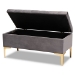 Baxton Studio Valere Glam and Luxe Grey Velvet Fabric Upholstered Gold Finished Button Tufted Storage Ottoman - BSOWS-H68-GD-Grey Velvet/Gold-Otto